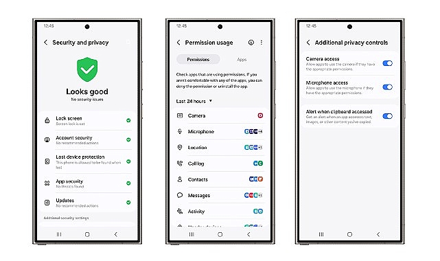 Samsung Galaxy’nin Güvenlik ve Zımnilik Panosu sayesinde şahsî dataların denetimi büsbütün kullanıcının elinde