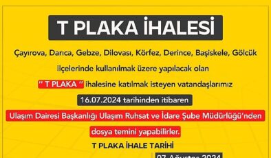 8 ilçede 86 yeni T plaka için ihale yapılacak